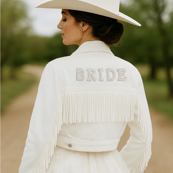 Bride White Fringe denim jacket - Picture 3 of 7
